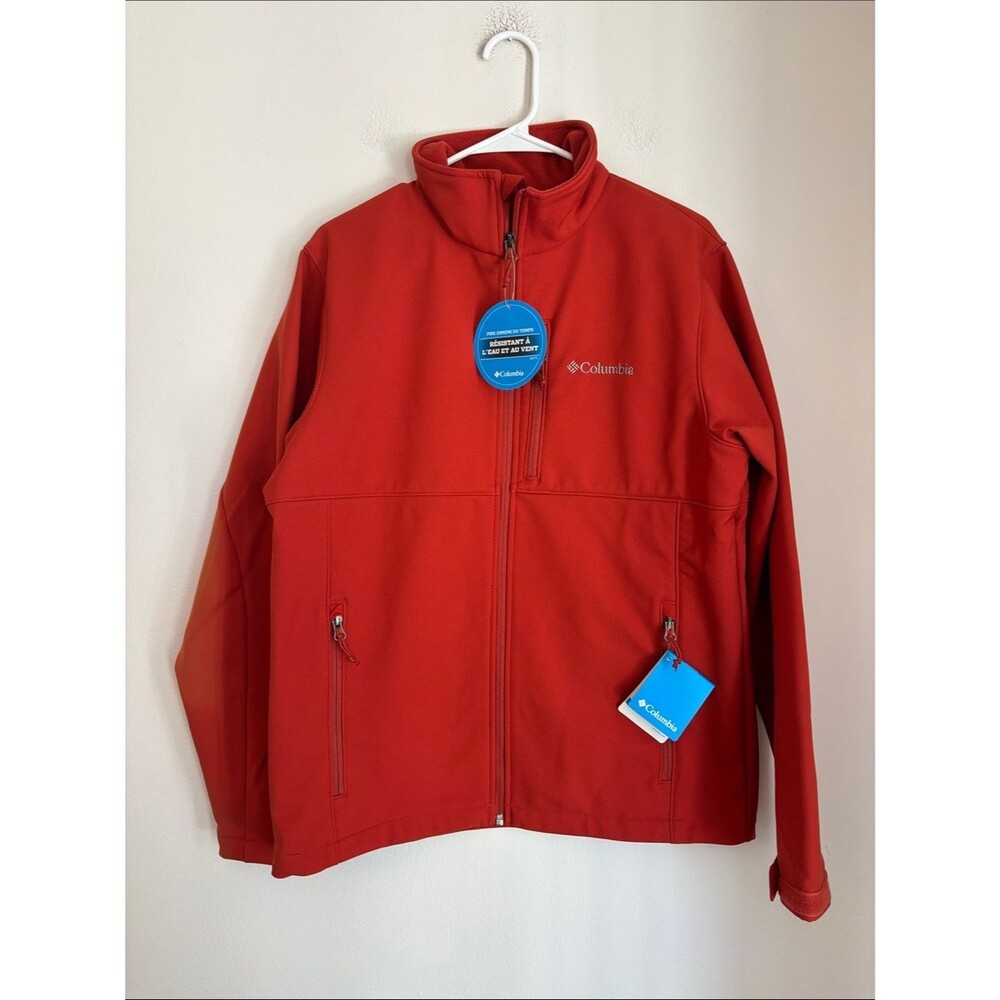 Columbia Mens Softshell fleece lined Jacket wind water resistant M Fall read!